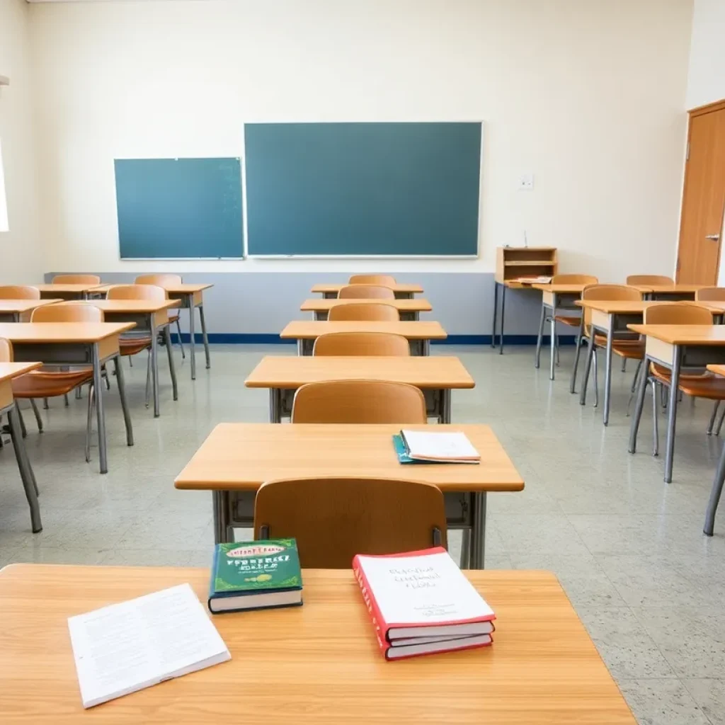 Empty classroom representing budget cuts in Asheville City Schools