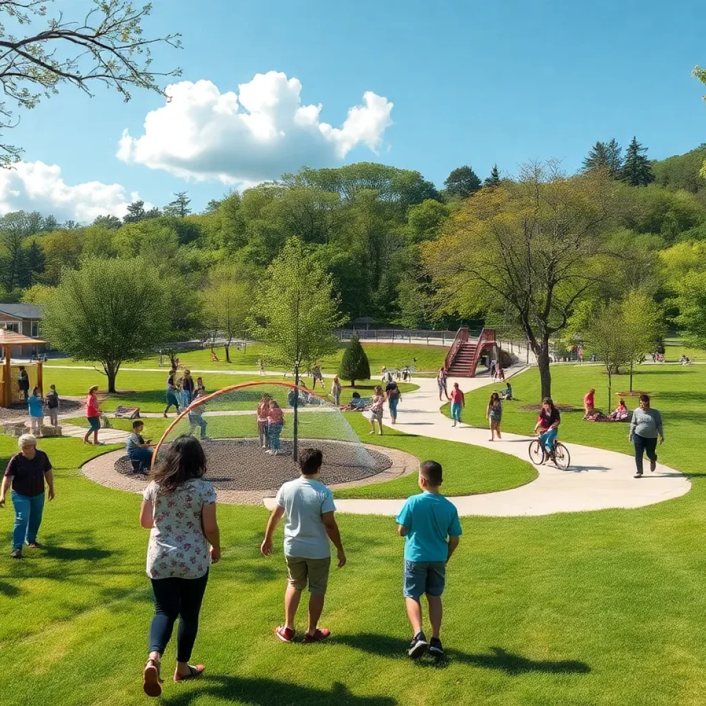Vibrant community park in Asheville post-hurricane recovery