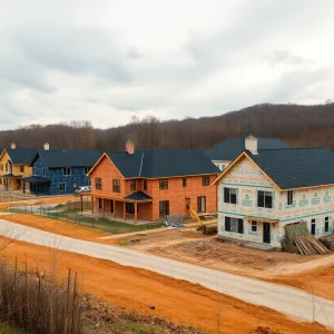 Community members working on rebuilding homes in Asheville