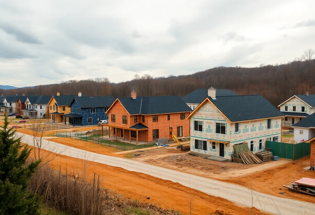 Community members working on rebuilding homes in Asheville