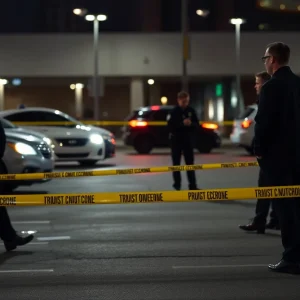 Crime scene at night in Asheville related to drug violence