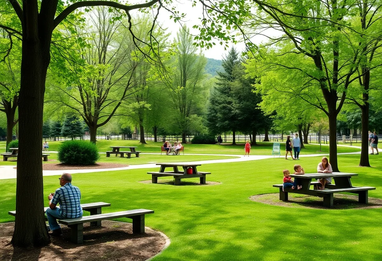 Families enjoying a day at a renovated Asheville park