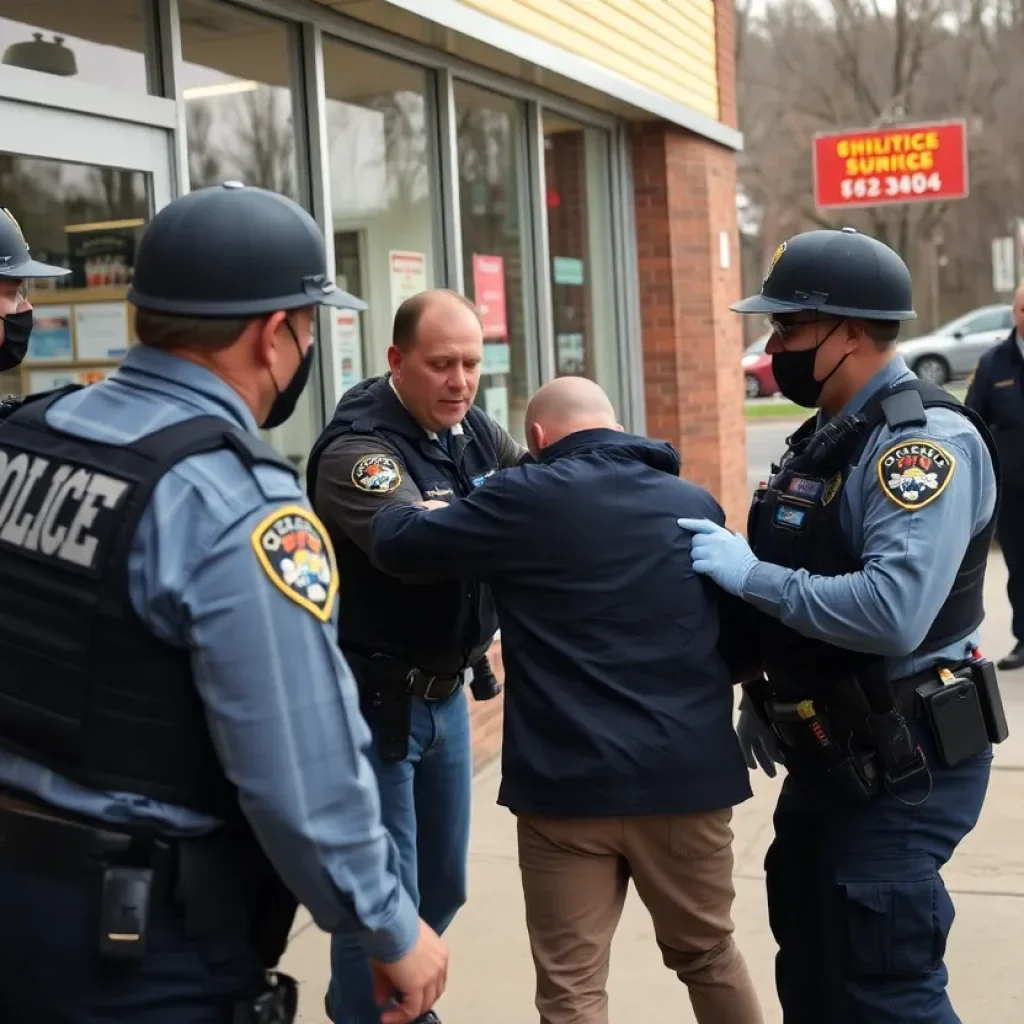 Asheville police responding to a theft incident outside a store