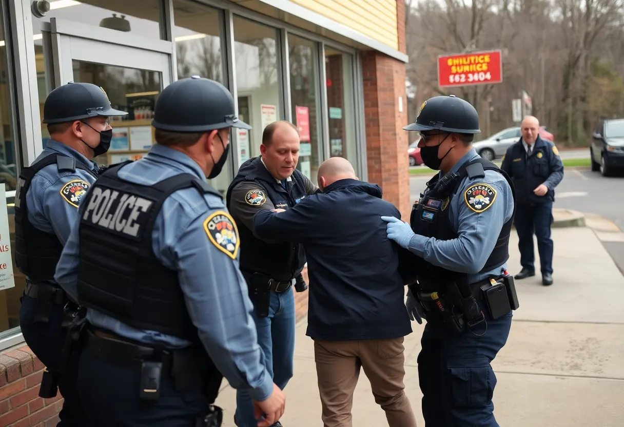 Asheville police responding to a theft incident outside a store