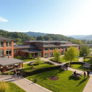 Students at a private high school in Asheville engaged in outdoor activities