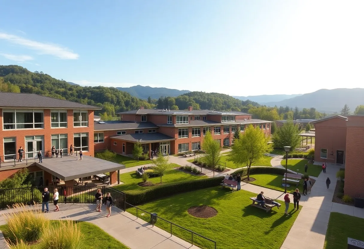 Students at a private high school in Asheville engaged in outdoor activities