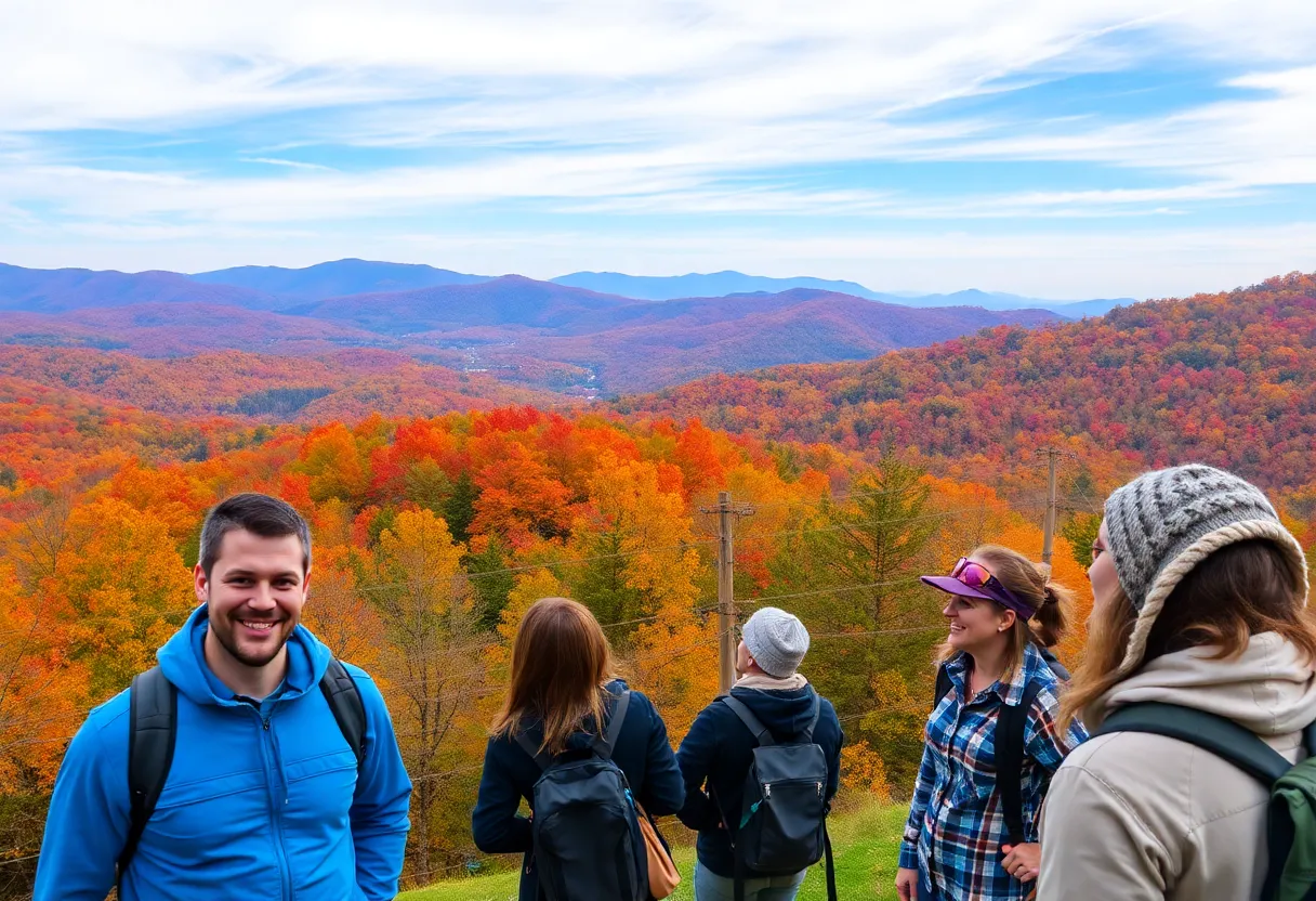 Visitors enjoying the scenic nature in Asheville, North Carolina.
