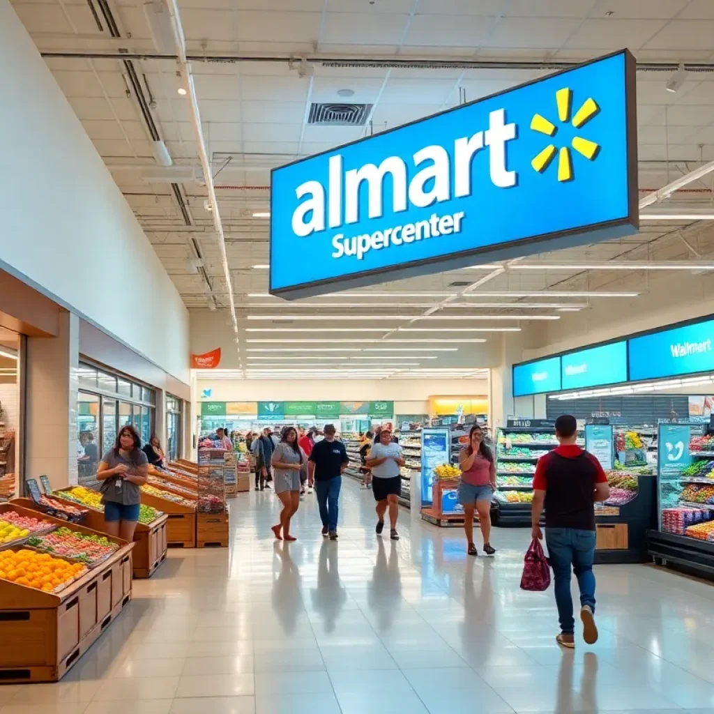 Exterior view of the Walmart Supercenter in East Asheville after reopening.