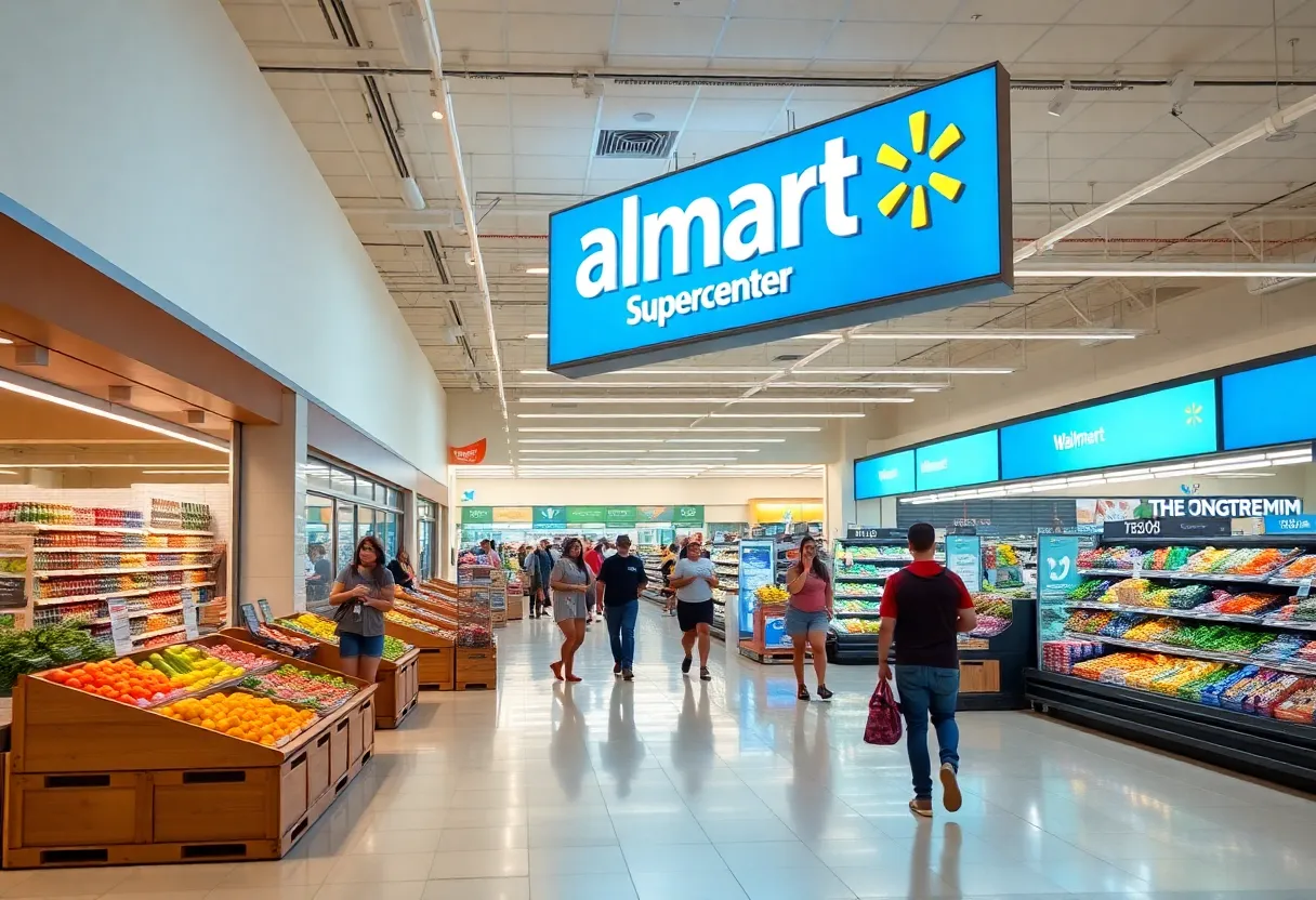 Exterior view of the Walmart Supercenter in East Asheville after reopening.