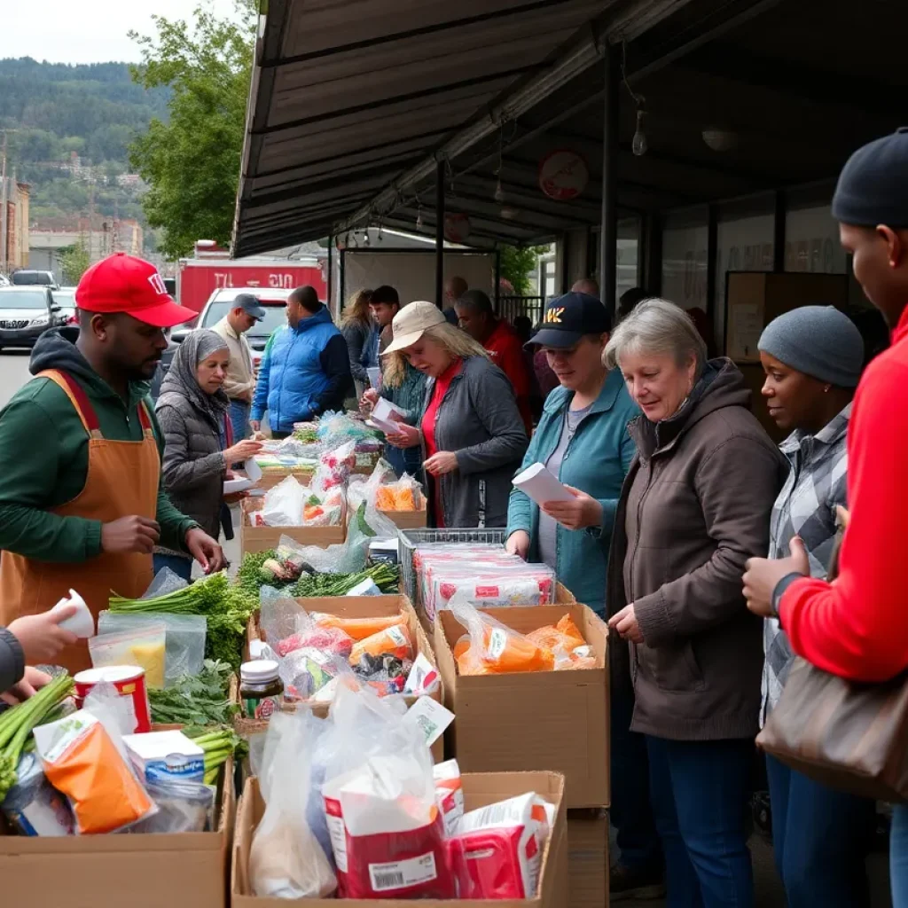 Community market in Asheville providing groceries