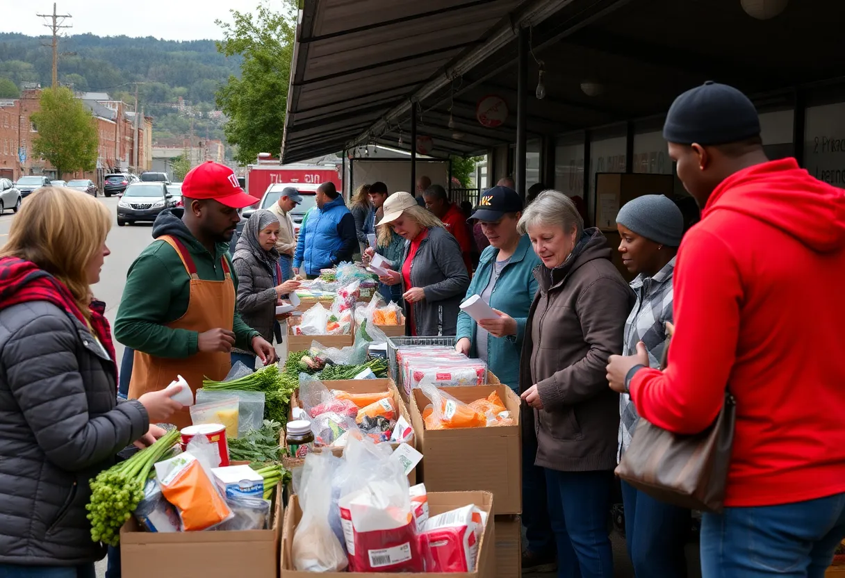 Community market in Asheville providing groceries
