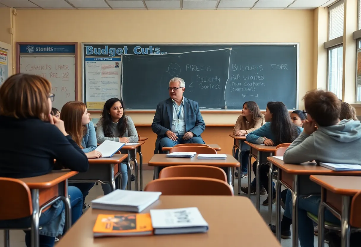 Classroom scene reflecting concerns over education budget cuts
