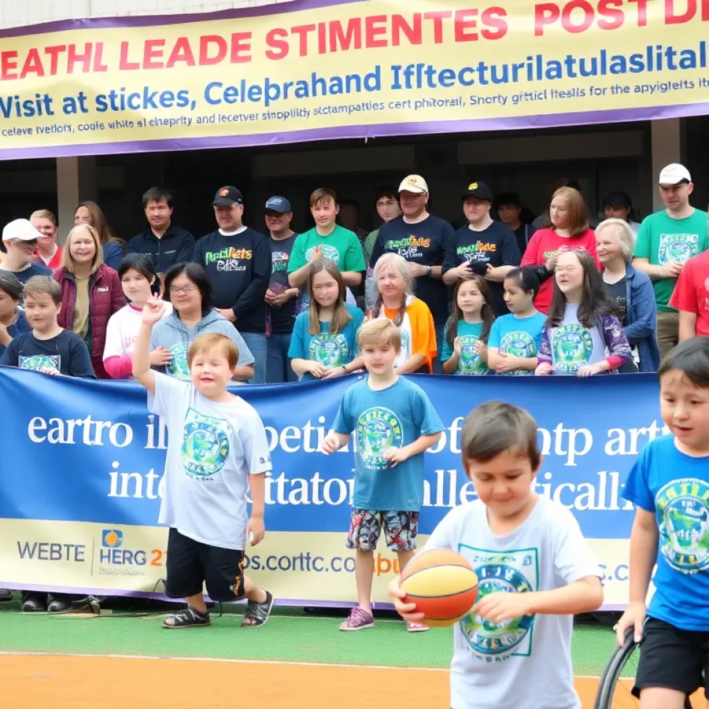 Participants and community members celebrating at the Buncombe County Special Olympics Spring Games