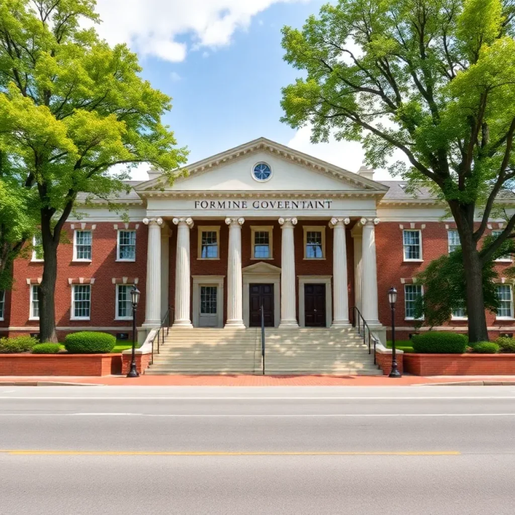 Charlottesville City Hall building surrounded by trees