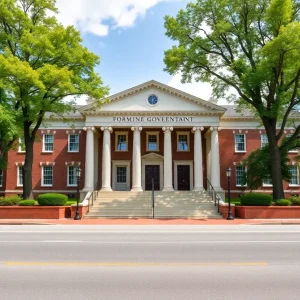 Charlottesville City Hall building surrounded by trees