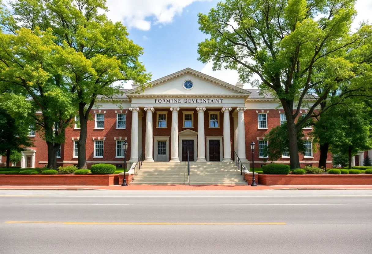 Charlottesville City Hall building surrounded by trees