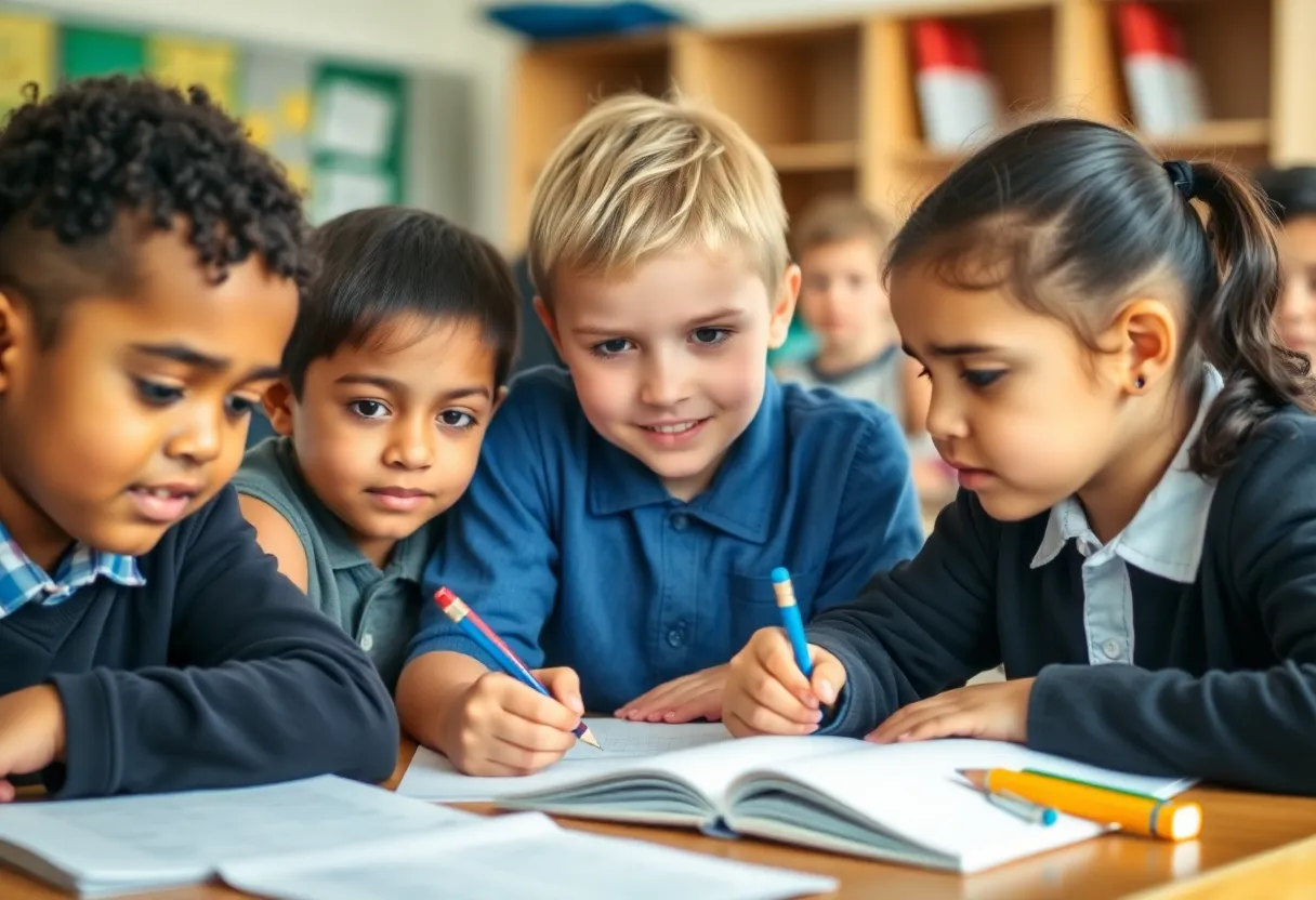 Students in a classroom focused on learning.