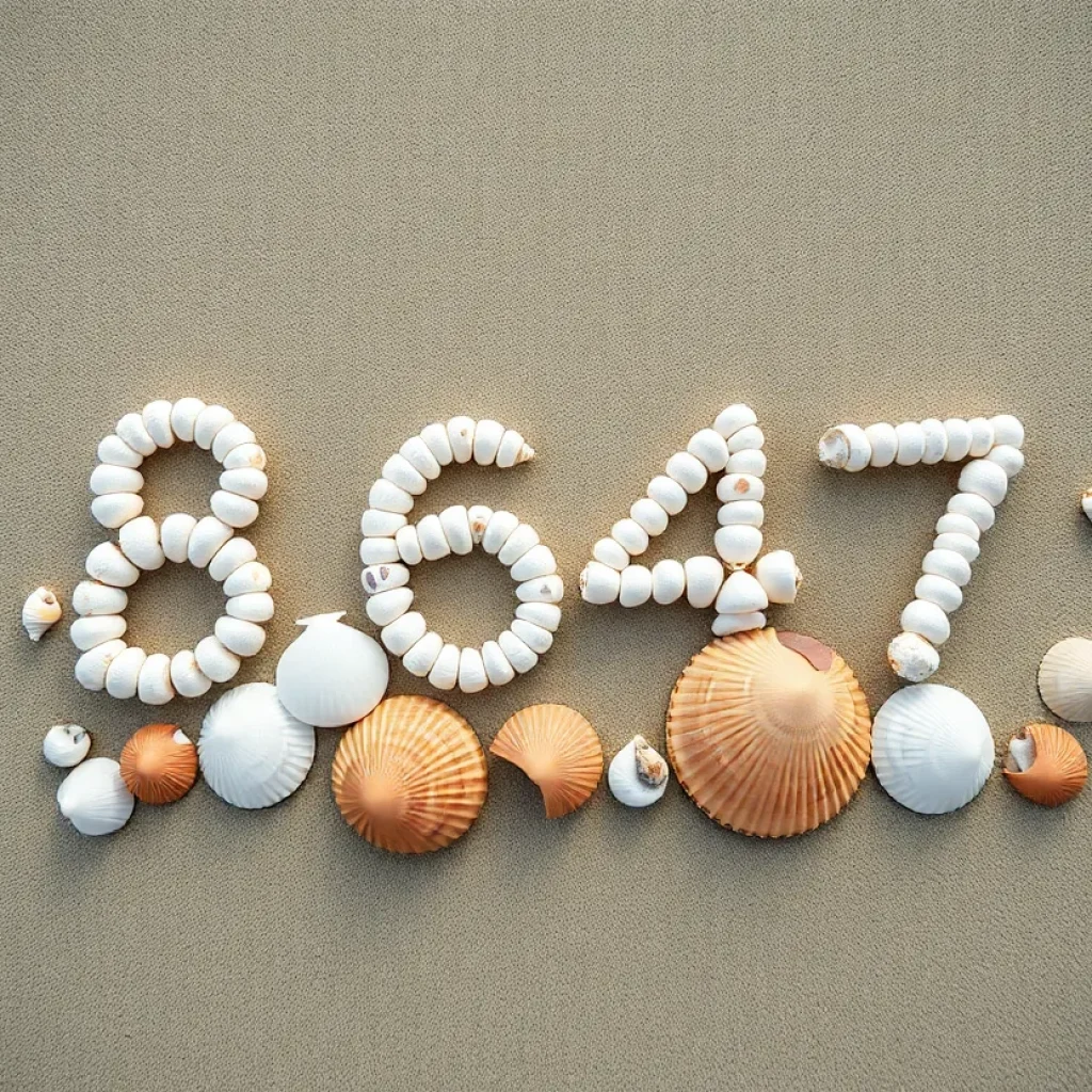 Seashells artistically arranged on the beach