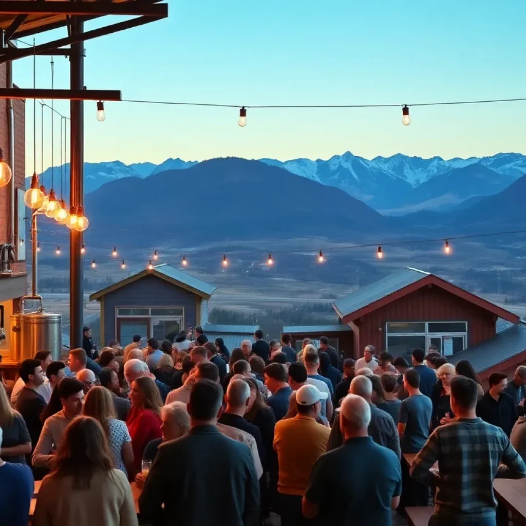 People enjoying craft beer at Highland Brewing in Asheville