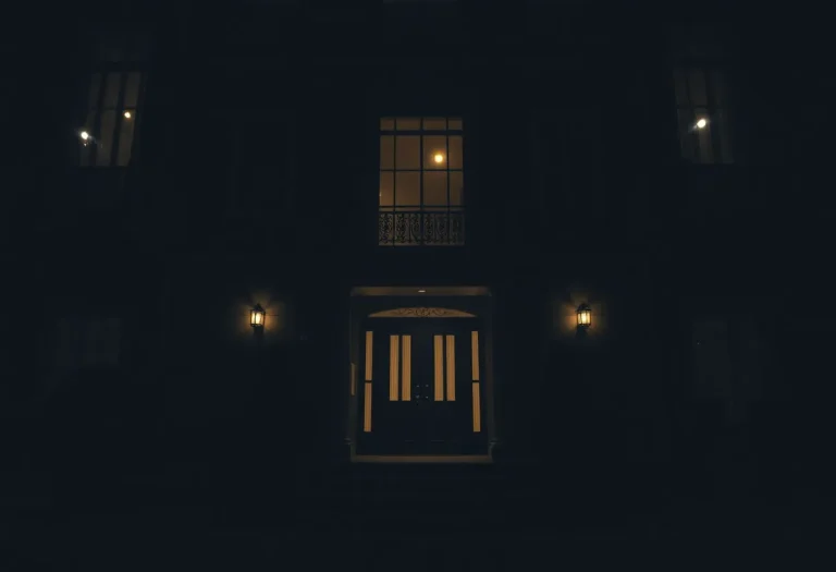 A tense and dark atmosphere of a luxurious townhouse related to a disturbing kidnapping case.