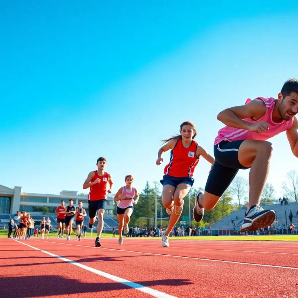 Track and field athletes competing at the Georgia Tech Yellow Jacket Invitational.