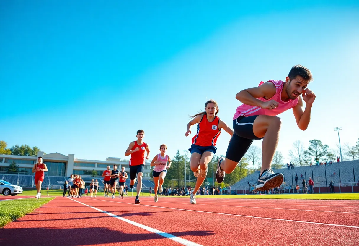 Track and field athletes competing at the Georgia Tech Yellow Jacket Invitational.