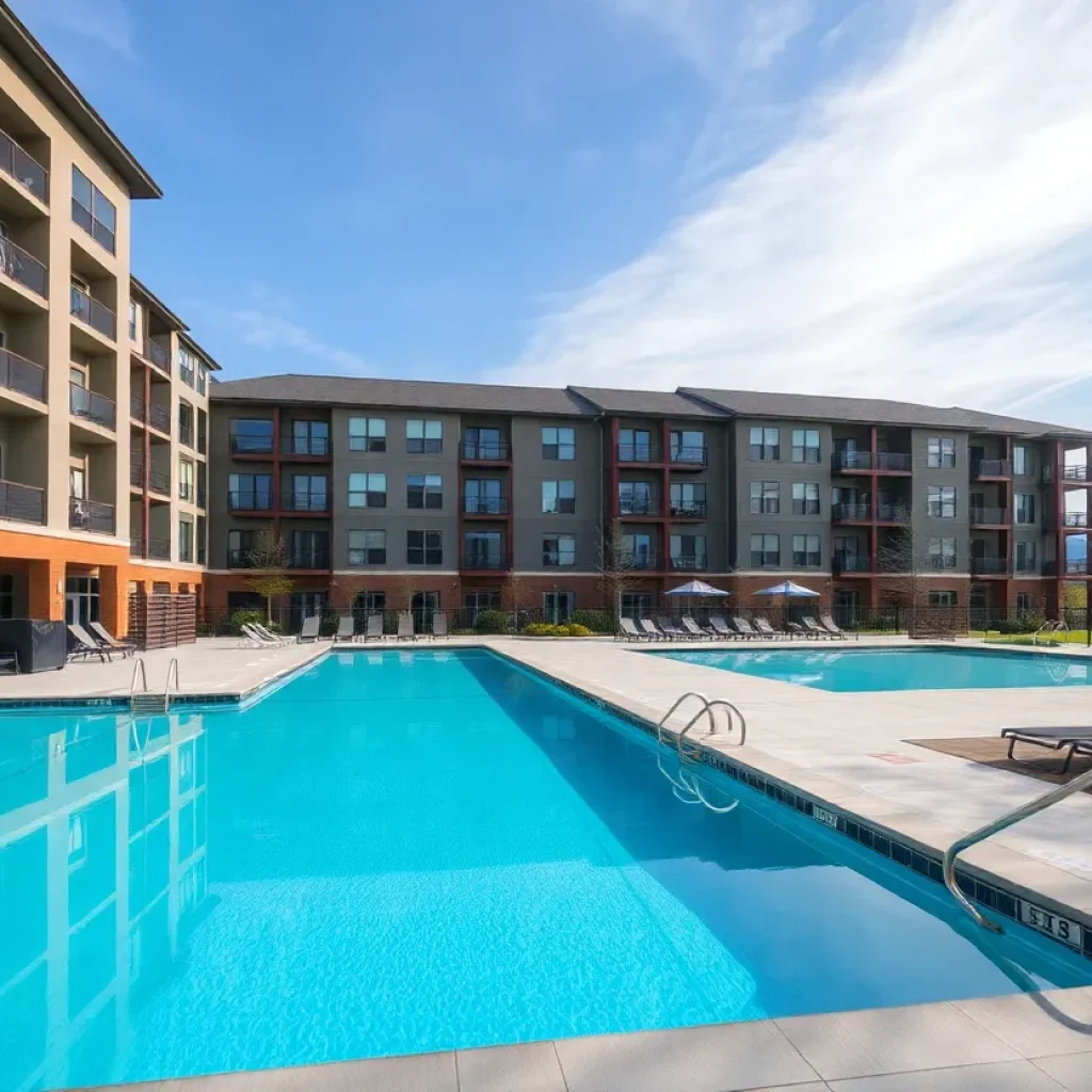 Exterior view of Highline North apartment community in Asheville