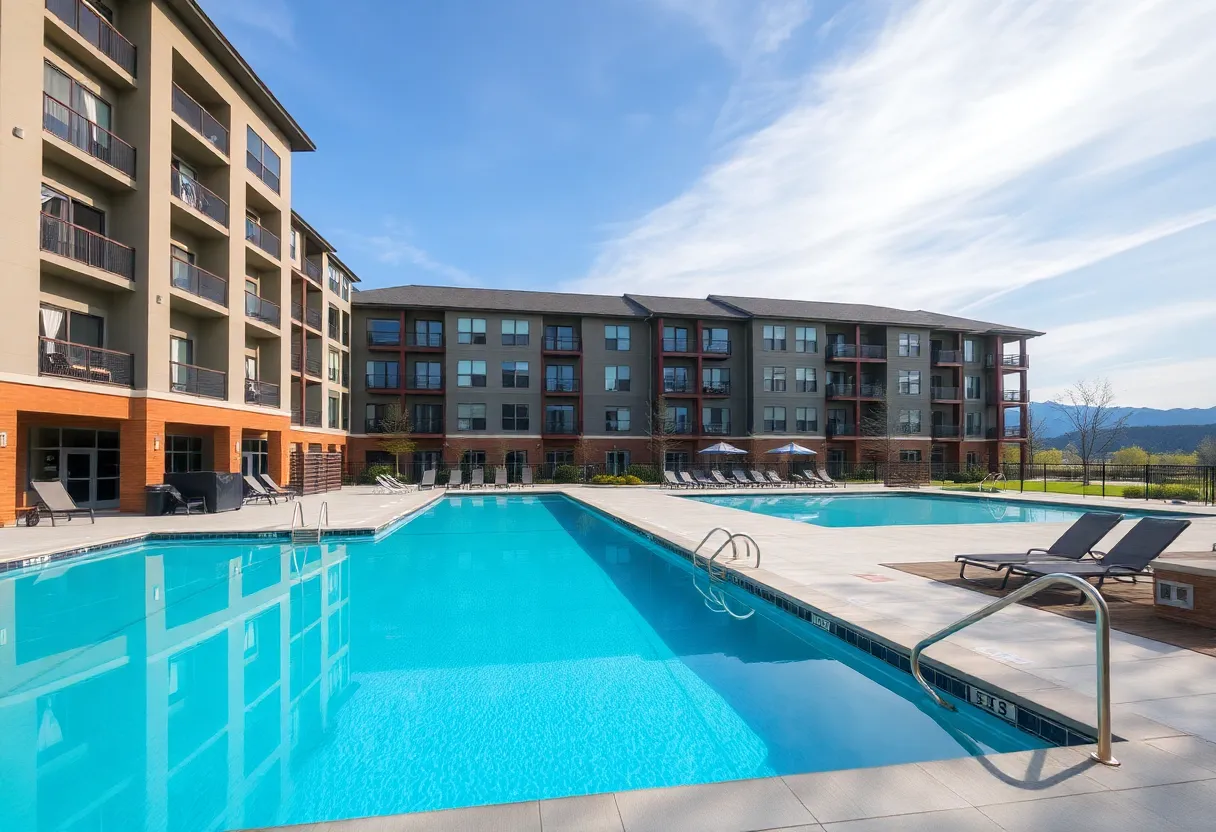 Exterior view of Highline North apartment community in Asheville