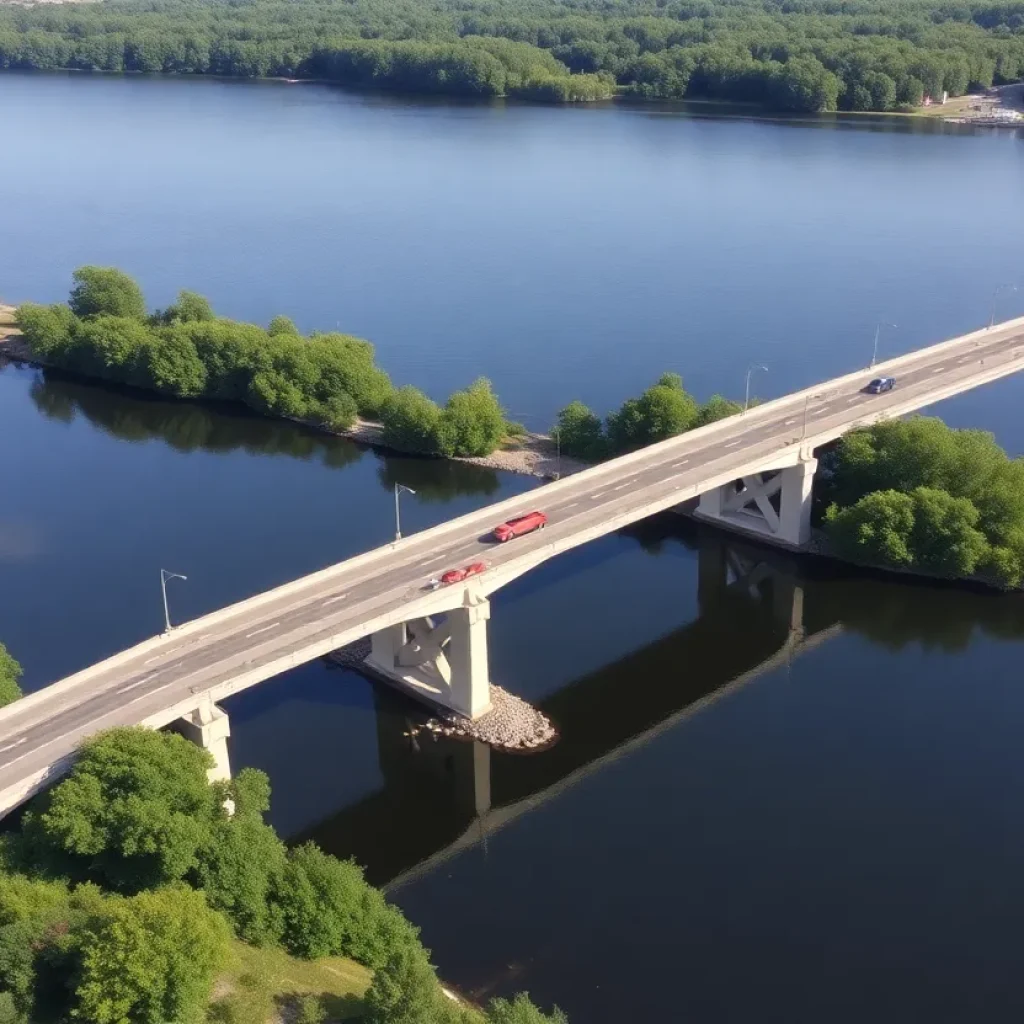 I-40 West bridge over the French Broad River under rehabilitation.
