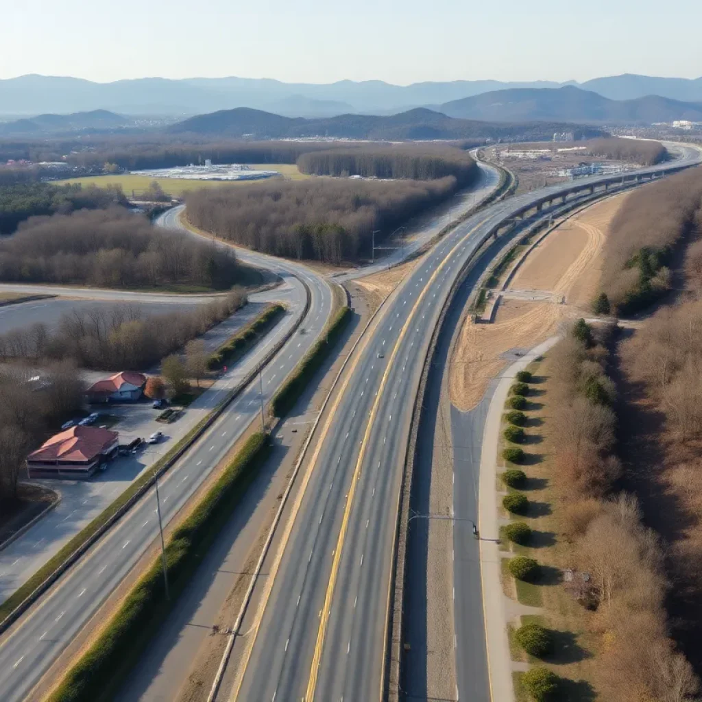 Newly expanded lanes on I-26 Asheville