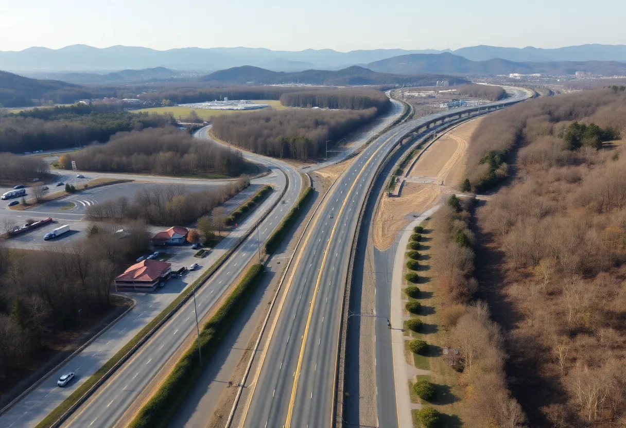 Newly expanded lanes on I-26 Asheville