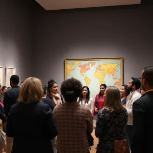 Participants engaged in a panel discussion about migration at Asheville Art Museum.