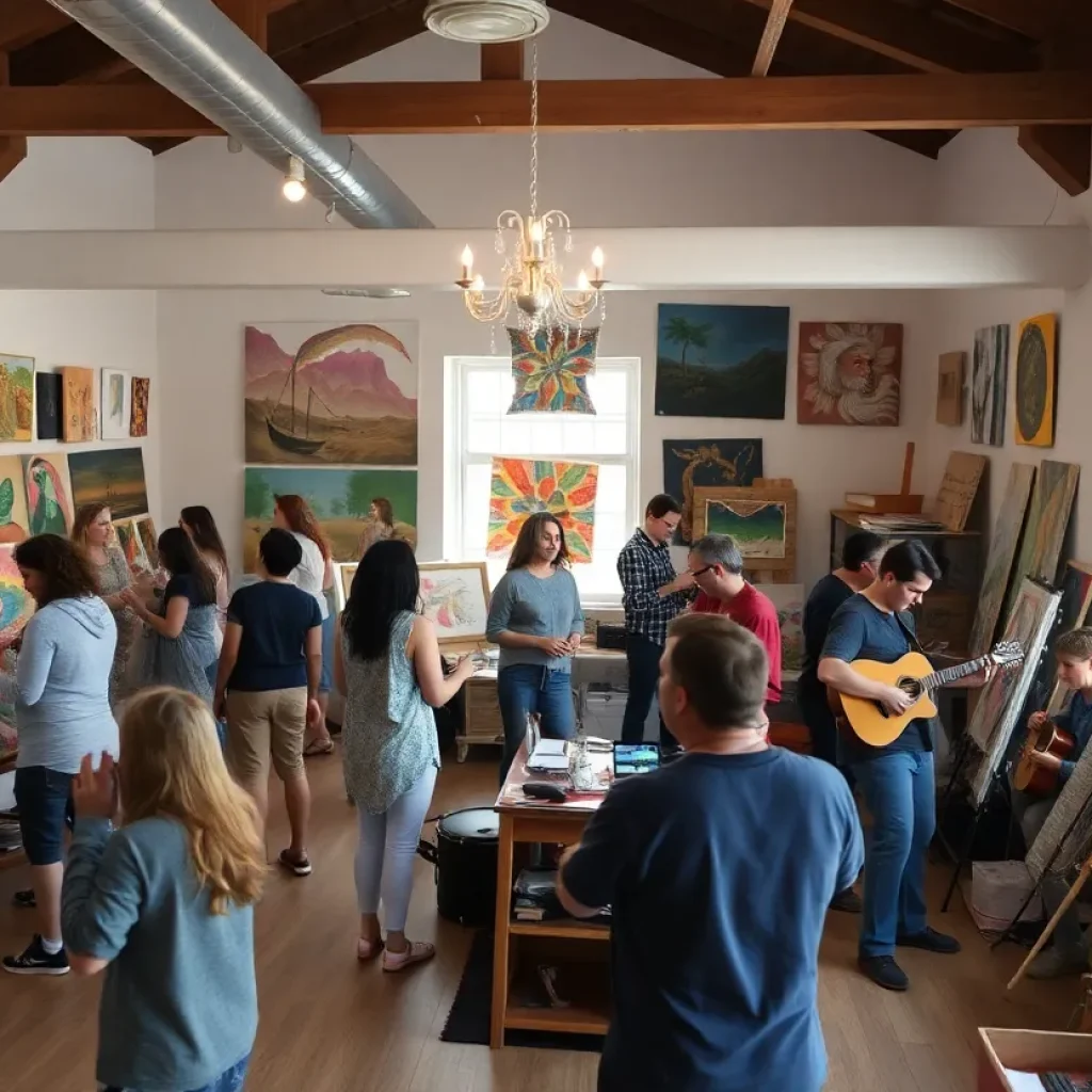 Diverse artists participating in creative programs at Open Hearts Art Center in Asheville.