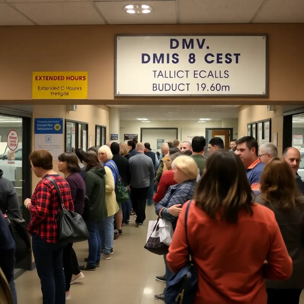 People waiting at a DMV office for Real ID applications