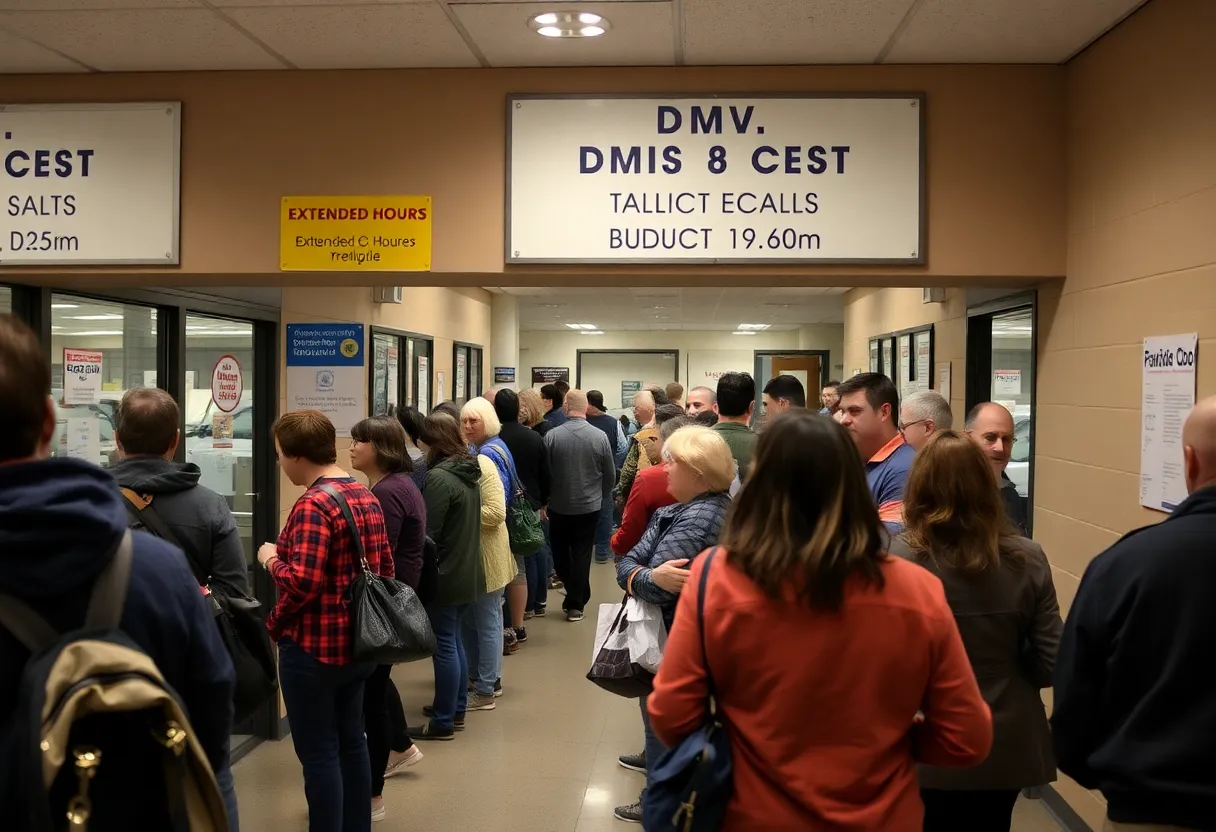People waiting at a DMV office for Real ID applications
