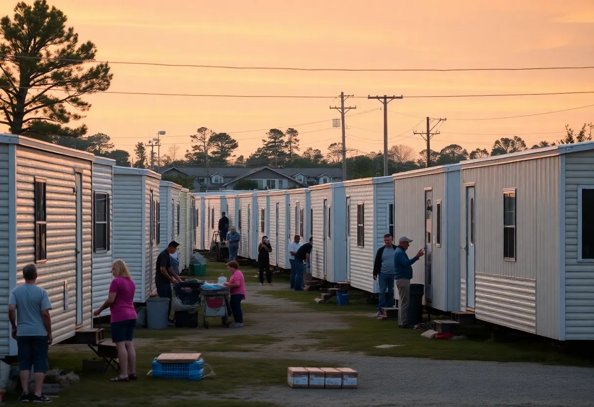 Temporary housing trailers for Hurricane Helene victims in Asheville