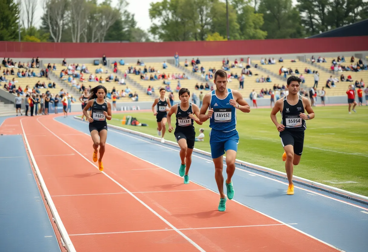 UNC Asheville Track and Field athletes competing at the Catamount Classic