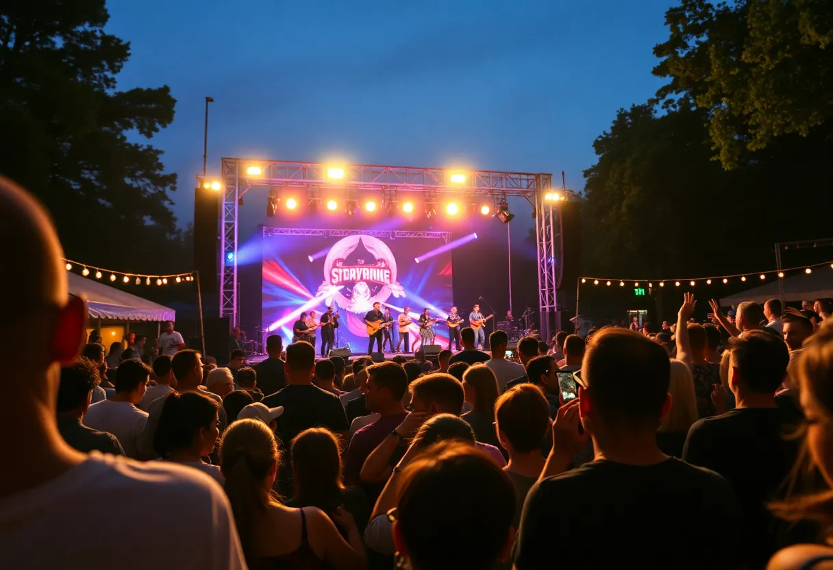 Crowd enjoying the Wilco concert at Asheville Yards Amphitheater