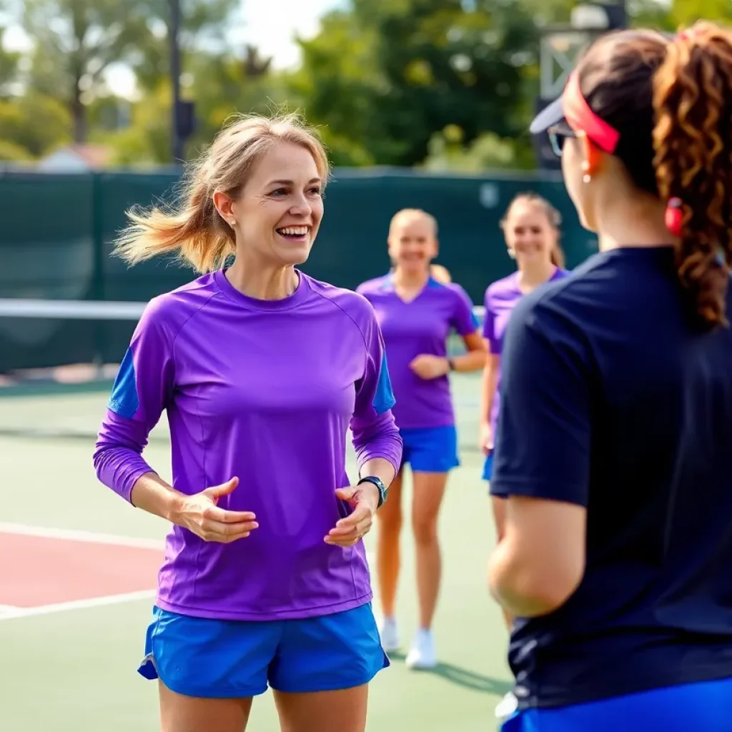 Women's tennis team practice session at UNC Asheville