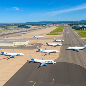 Allegiant Air airplanes at Asheville Regional Airport