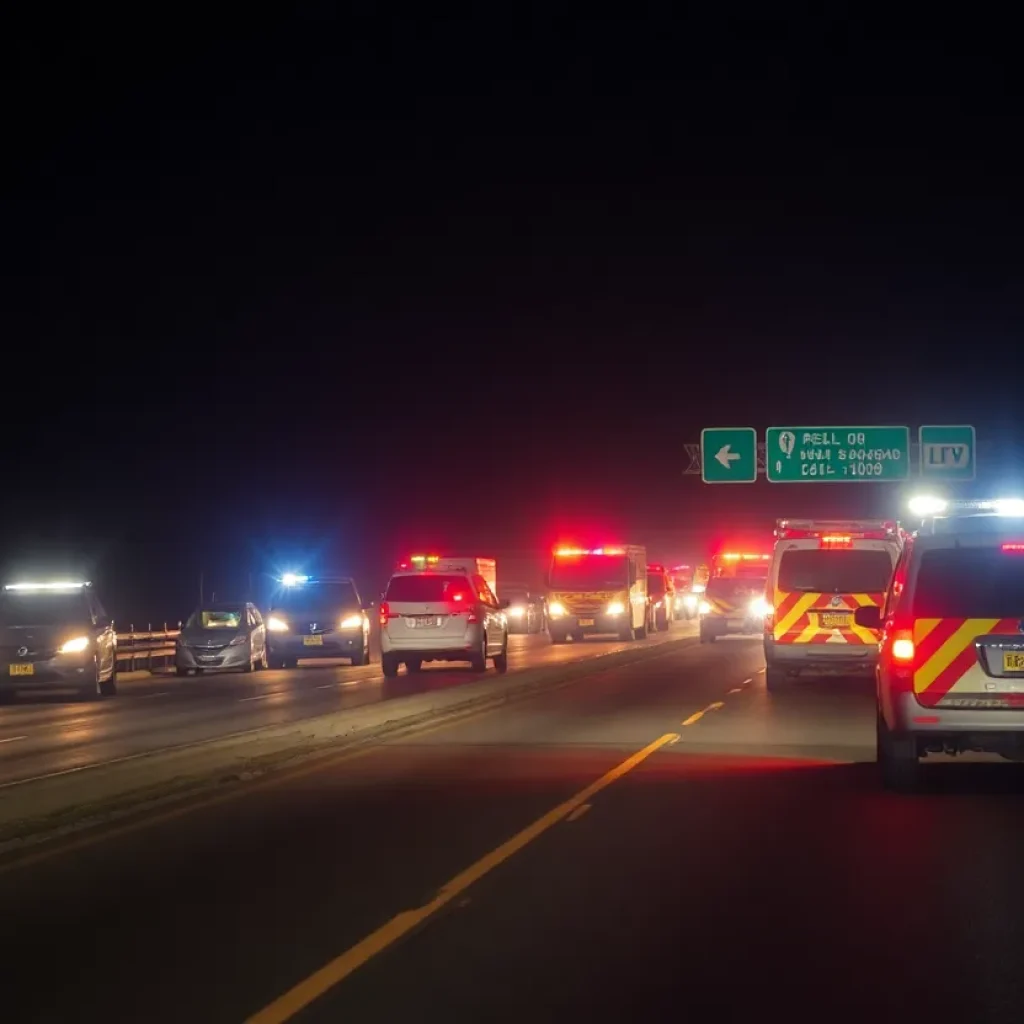 Emergency response at a highway accident scene in Asheville