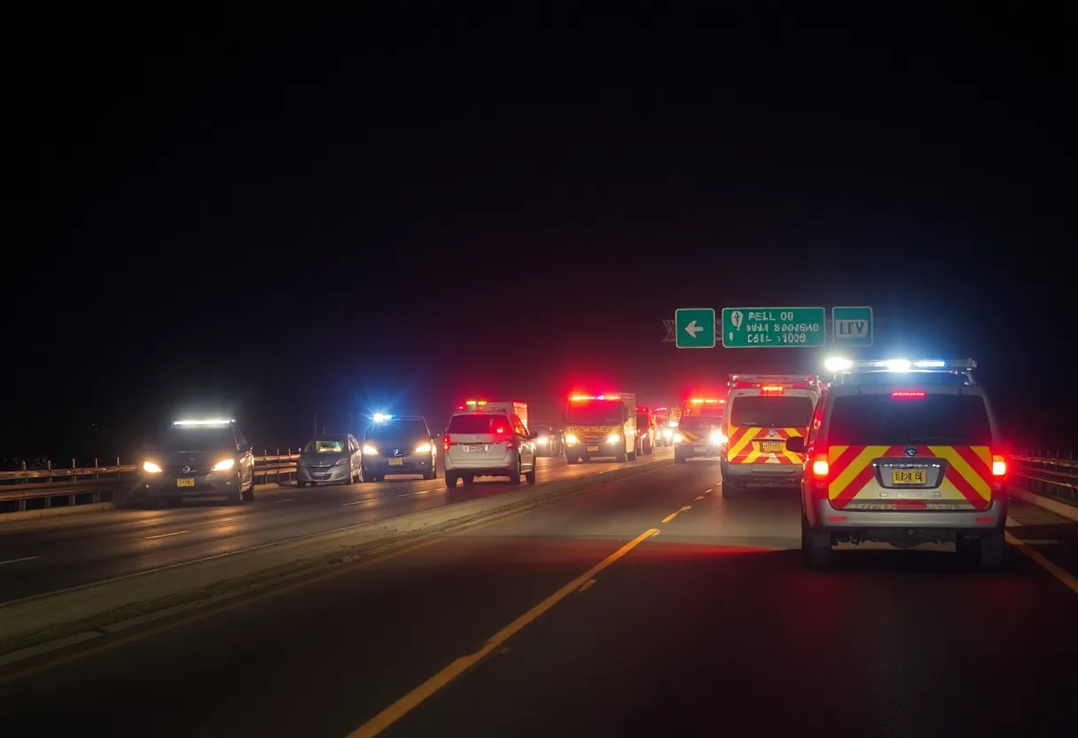Emergency response at a highway accident scene in Asheville
