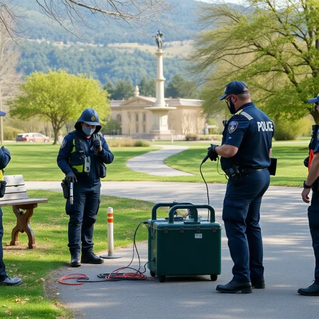 Bomb squad personnel responding to a suspicious device in Asheville