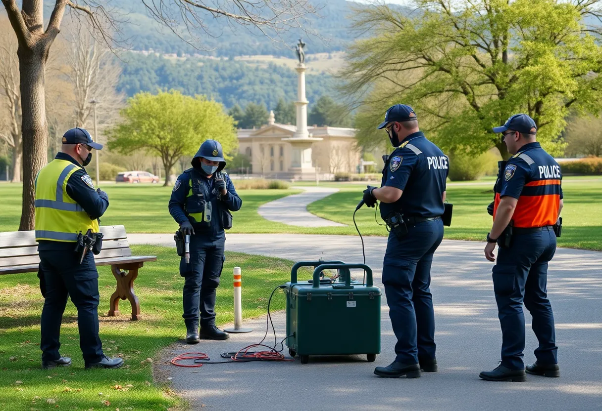 Bomb squad personnel responding to a suspicious device in Asheville
