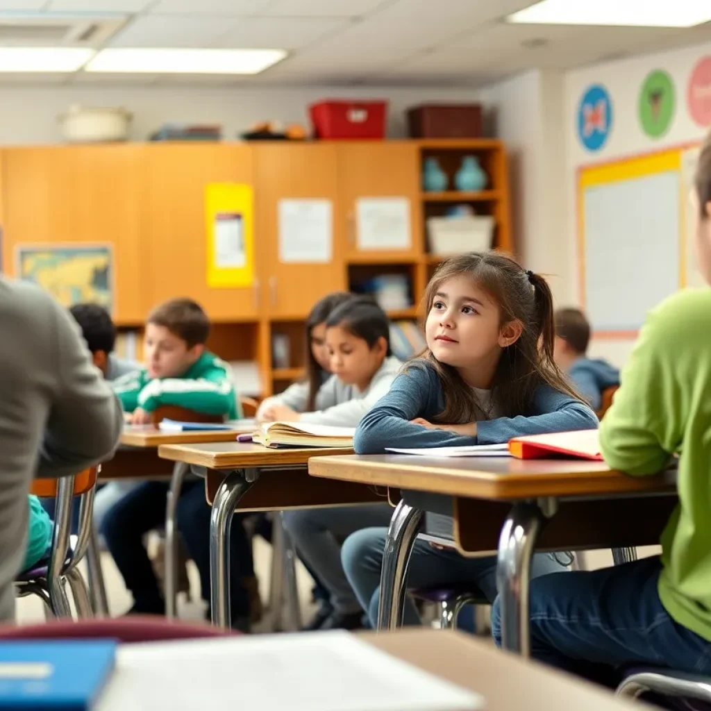 Students learning in a classroom setting