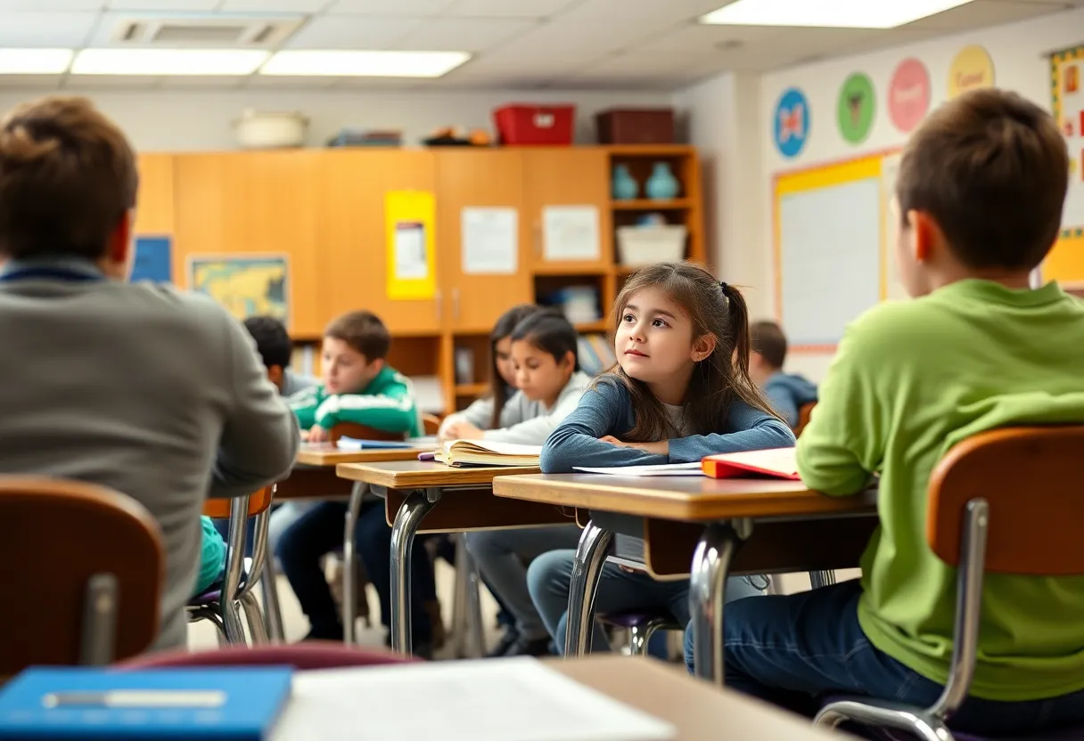 Students learning in a classroom setting