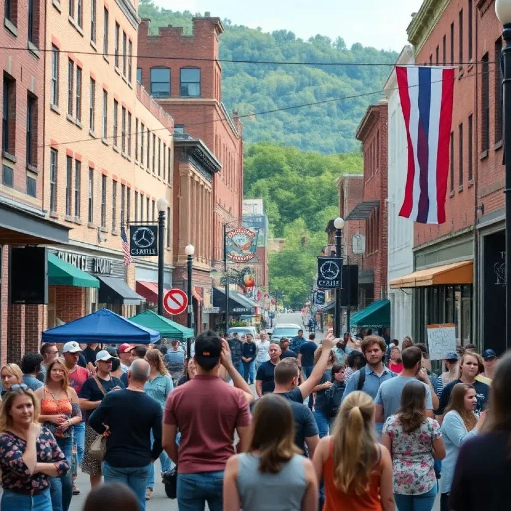 Community concert in Asheville featuring local musicians and residents gathering to support recovery efforts.