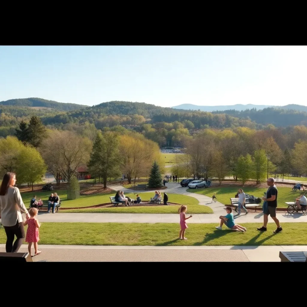 Families enjoying time together in a park in Asheville, NC