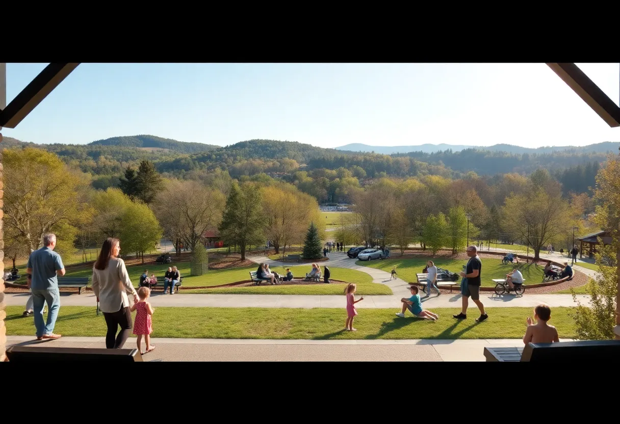 Families enjoying time together in a park in Asheville, NC