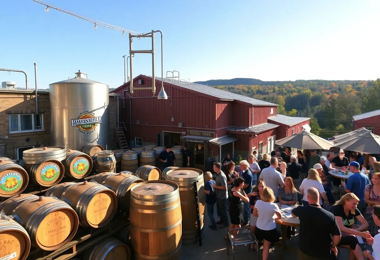 A lively brewery in Asheville showcasing craft beers